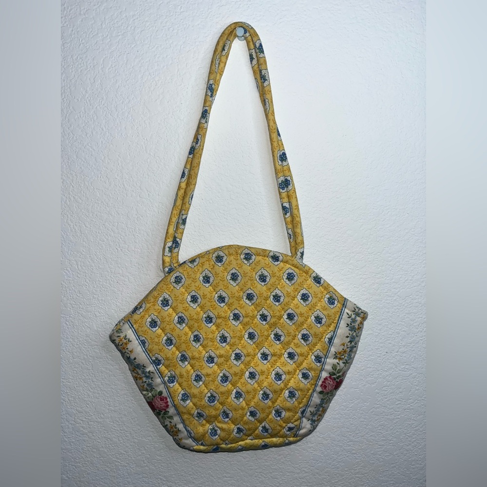 Vera Bradley Y2K Retired Elizabeth Style Quilted Emily Small Tote Yellow Rosette - Picture 2 of 16